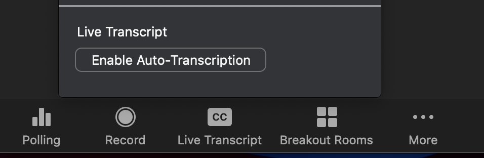 NEW! @zoom_us has automatic captioning. Go 2 your settings online &amp; enable live transcripts under closed captioning options. Next, when in zoom meeting enable live transcripts! Participants can turn off the captions &amp; view transcripts. YAY 4 ACCESS! #PatinsIcam <a href="/PHMDHH/">PHMDHH</a> #DeafEd