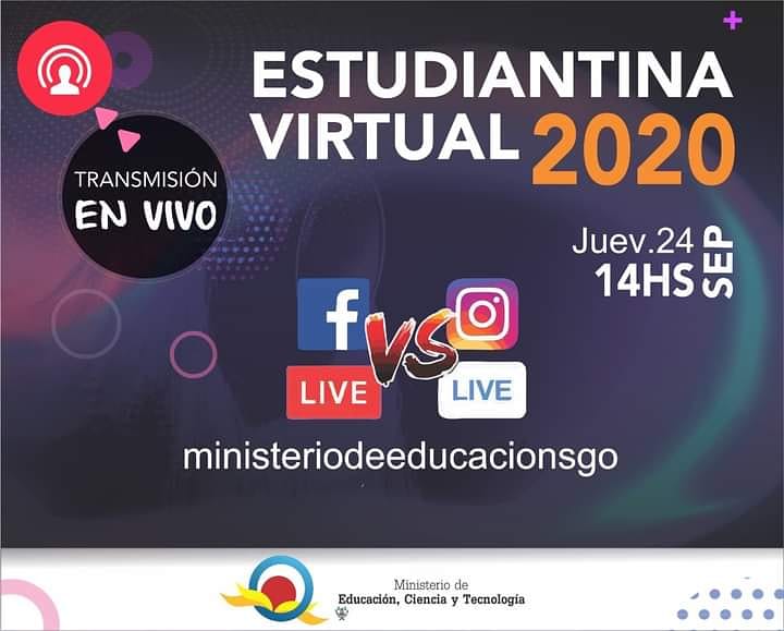 Atención!! HOY HOY HOY !🌸🌼🌺

ESTUDIANTINA VIRTUAL 2020
👉CONECTATE A LAS 14:00 HS

A TRAVES DE NUESTRAS CUENTAS DE: 
📌FACEBOOK
📌INSTAGRAM

NO TE LO PIERDAS !!!!