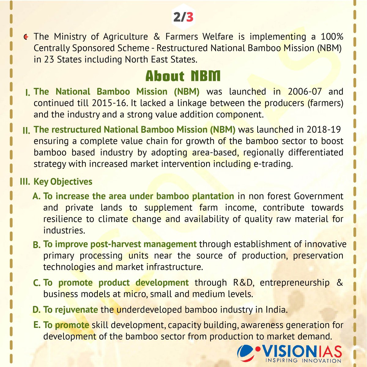 Vision_IAS's tweet image. Restructred National Bamboo Mission (NBM)

For more current affairs and infographics, visit visionias.in/resources

#visionias #currentaffairs #prelims2020 #prelimsiscoming #abhyaas #upsccse #ias #ias2020 #upsc2020