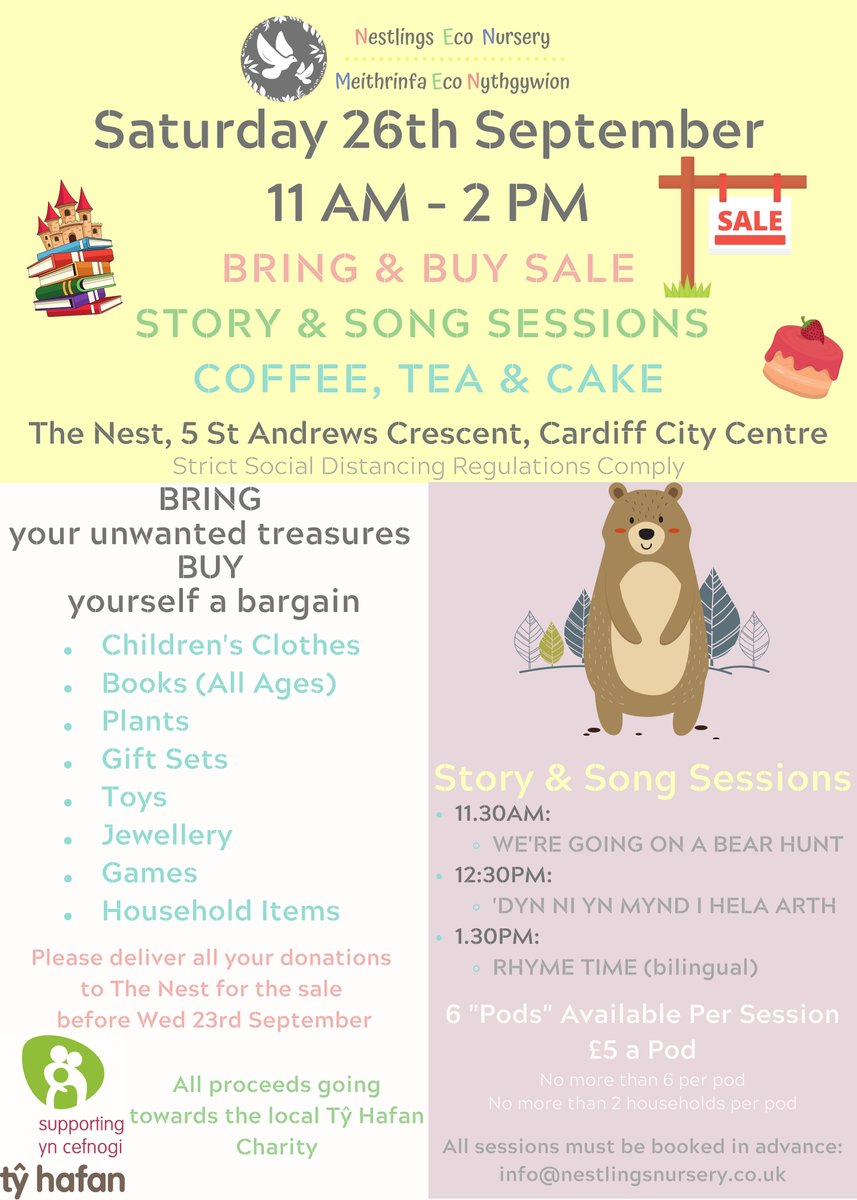 Nestlings_'s tweet photo. Any #Cardiff #CardiffLocal #CardiffBusiness #Cardiffians want to #donate towards our raffle or cake stall for our #tyhafan #fundraiser this Saturday? Please get in touch! #ThisWeekendinCardiff #CardiffEvent #Caerdydd https://t.co/7Q2zUkslZt