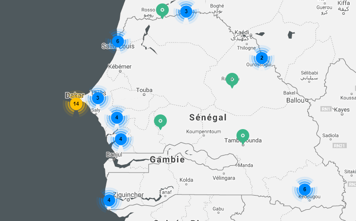 ODD #17: Partenariats pour réalisation des objectifs.9/ Outil de géolocalisation des acteurs et initiatives RSE au Sénégal existe sur la page RSE Sénégal  https://portail-rse.sn/rse-carte-interactive/ c’est une carte interactive qui nous montre toutes les activités RSE et dans différentes régions.