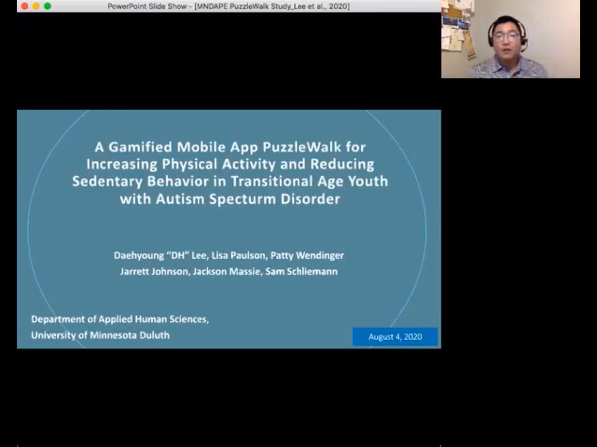 MNDAPE's tweet photo. Learning about the Mobile App Puzzlewalk for increasing activity  in youth with ASD at the #MNDAPE20 conference. https://t.co/IauMyoJ68r