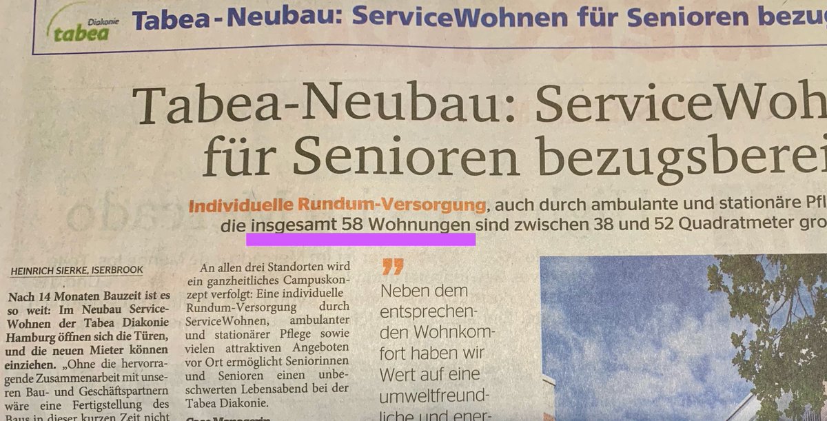 GabrieleEdithA's tweet photo. #AbleismTellsMe, dass das #diakoniewerktabea 58 schicke senioren- und behindertengerechte Wohnungen fertig gebaut hat, und dafür eine Seite Werbung schaltet. Von den 58 Wohnungen sind dann aber nur 10 rollstuhlgerecht und barrierefrei. #tabea #diakonietabea #kdbank https://t.co/VDyzb0CCaa
