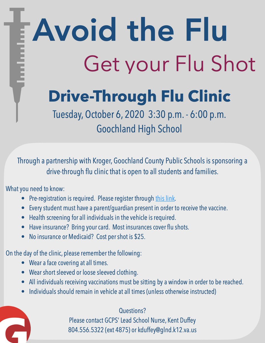 JenWaggener's tweet photo. One of the best defenses against the flu is getting your flu vaccine!  We have 4 different flu clinics happening soon.  Help keep our community strong! https://t.co/vrVGmR1XGX