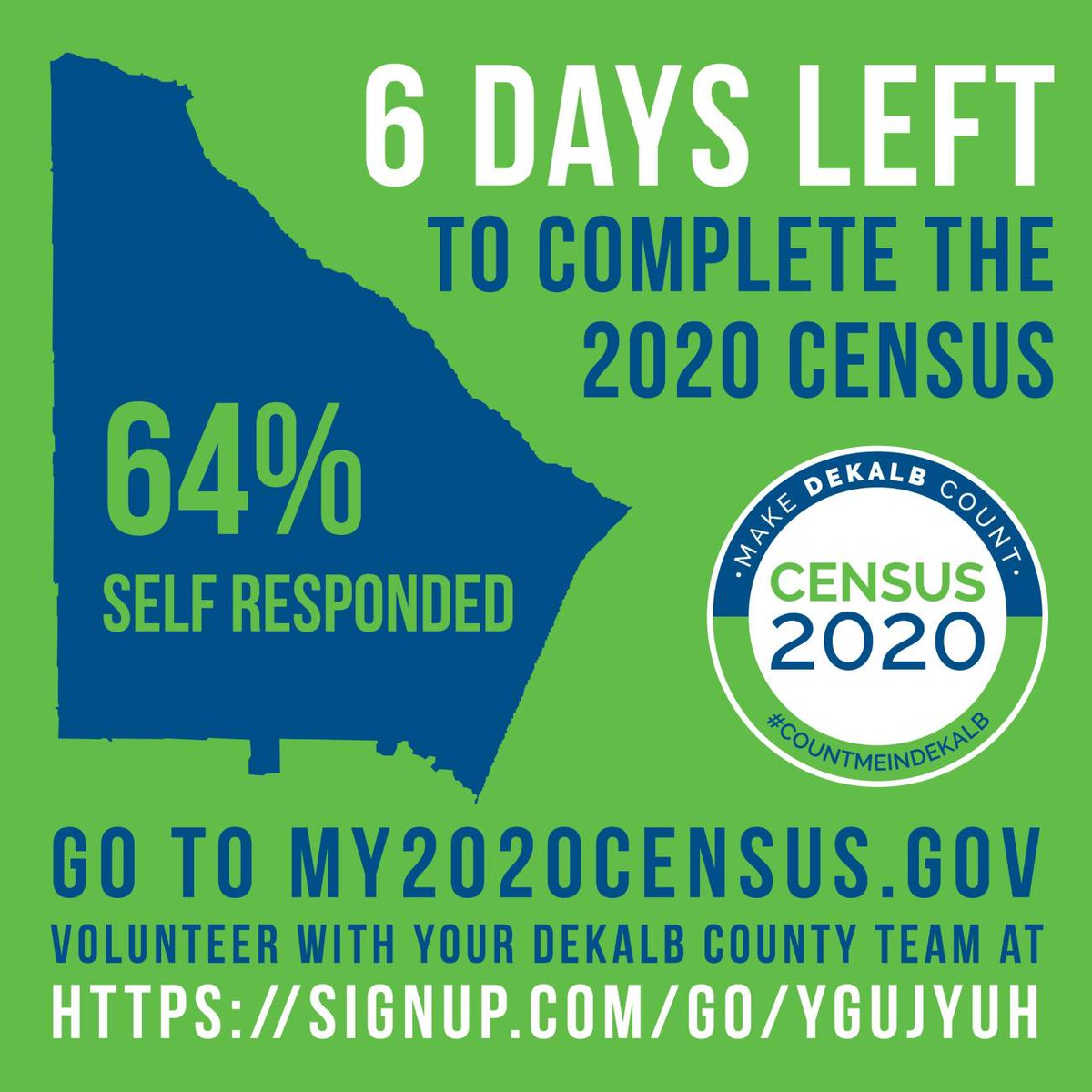 Dekalb2020's tweet image. Count down to Complete the Count

#CompleteTheCount #Census2020 
#DekalbCounts2020 #CountMeInDekalb
