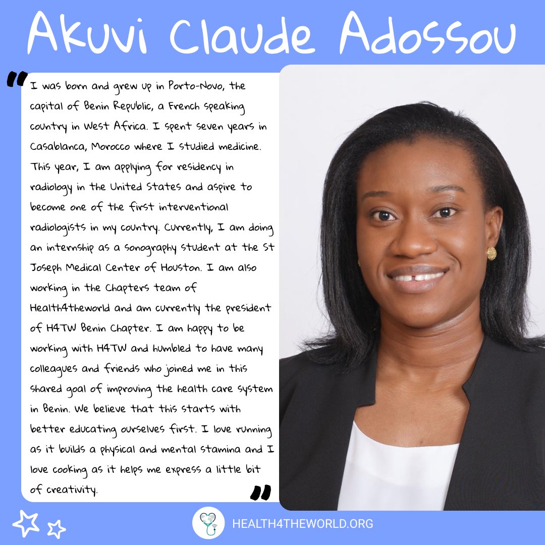 As part of this week's Team Member Spotlight, we would like to recognize Akuvi Claude Adossou! Claude works on the Chapters team and is the president of our #Health4theWorld Benin Chapter! Thanks for all your hard work, @AClaudeAdossou! @BH4tw