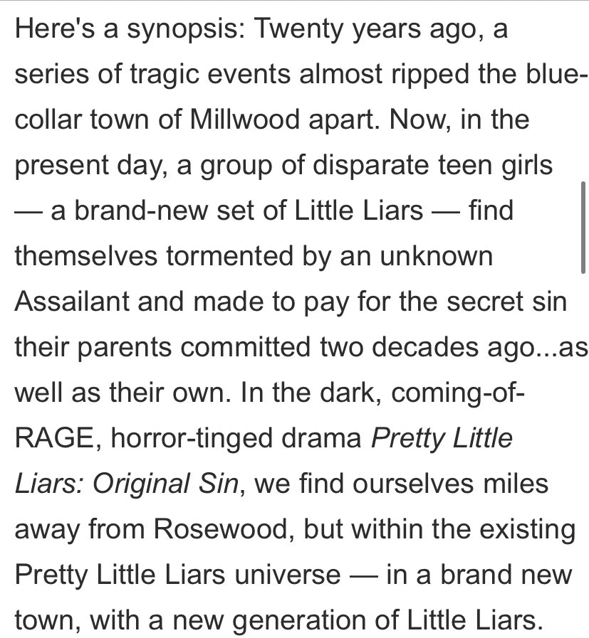 Here’s the synopsis for the new #PrettyLittleLiars series!