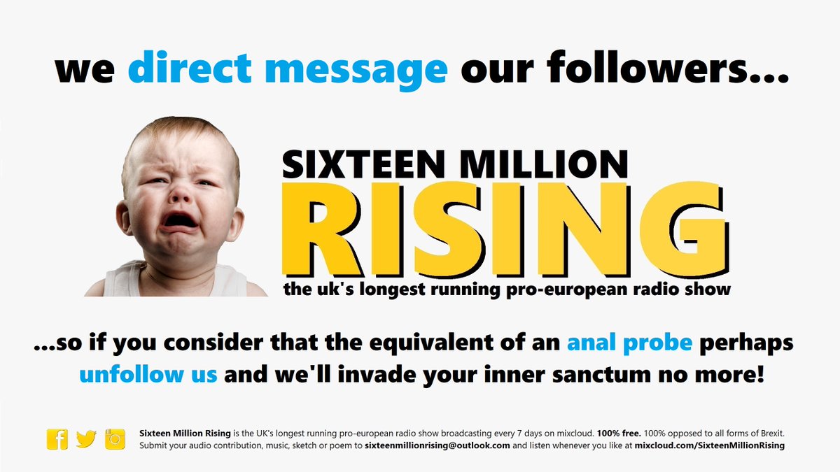 SMRRejoinRadio's tweet photo. We want our followers to know we're here. We value them. So we DM them from time to time! If that distresses you unfollow us! Hell, just block us! 

We've got far bigger things to worry about. And so should you! 👏

#DSTSS #ToryCorruption #BrexitShambles #LiarJohnson https://t.co/Va4qyf0atc