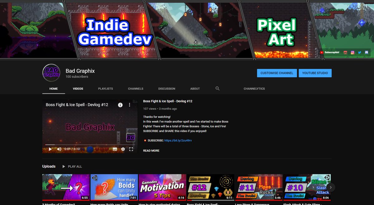 bad_graphix's tweet photo. Thanks to all of you for💯Subscribers!

I started this channel about 5 months ago and it already hit my second goal (the first was 42 Subscribers).

❤ Watch my latest Devlog here: https://t.co/8MQ5BUyr81

#youtube #gamedev #indiedev #indiegames #hobbygamedev #pixleArt https://t.co/zNLL9z6NrV