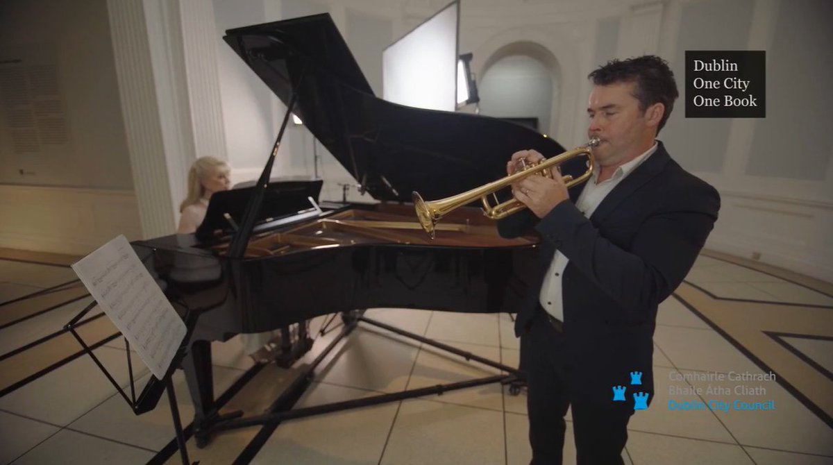 DublinBookFest's tweet photo. Our second guest musician, Colm Byrne, joins Leonora Carney on trumpet to perform "Lament", a piece written by Christine's husband Denis Hickey when she was writing Tatty
#DBFCityOfLit https://t.co/jjrcT59Ysc
