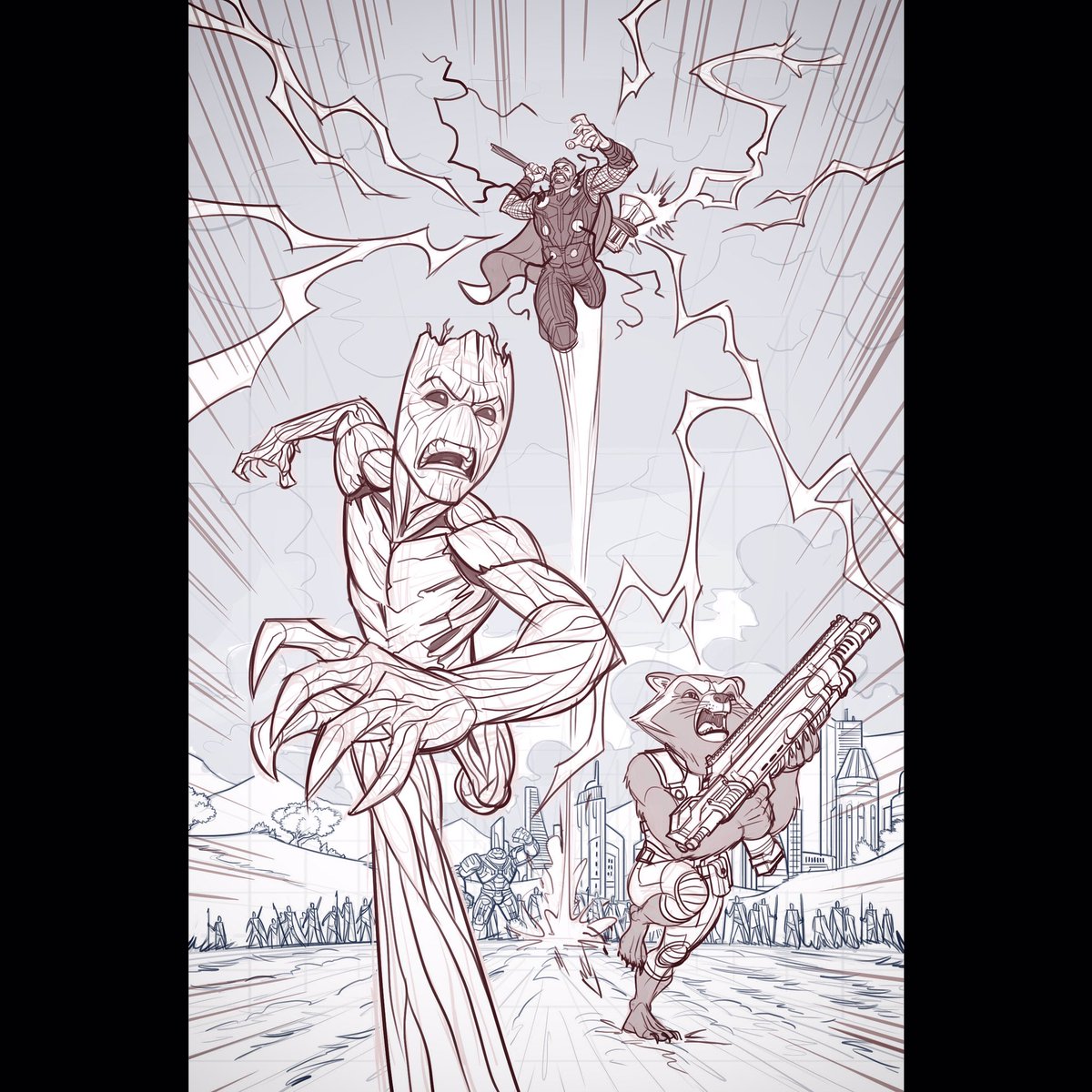 kyleP_Art's tweet photo. Finished pencils for my Thor Infinity War fan art do-over😁 Inks and color coming next! #thor #rocket #teengroot #avengersinfinitywar #workinprogress #fanart #marvel #sketch #drawing #illustration #art #artwork #digitalart https://t.co/46fHoVMZz0