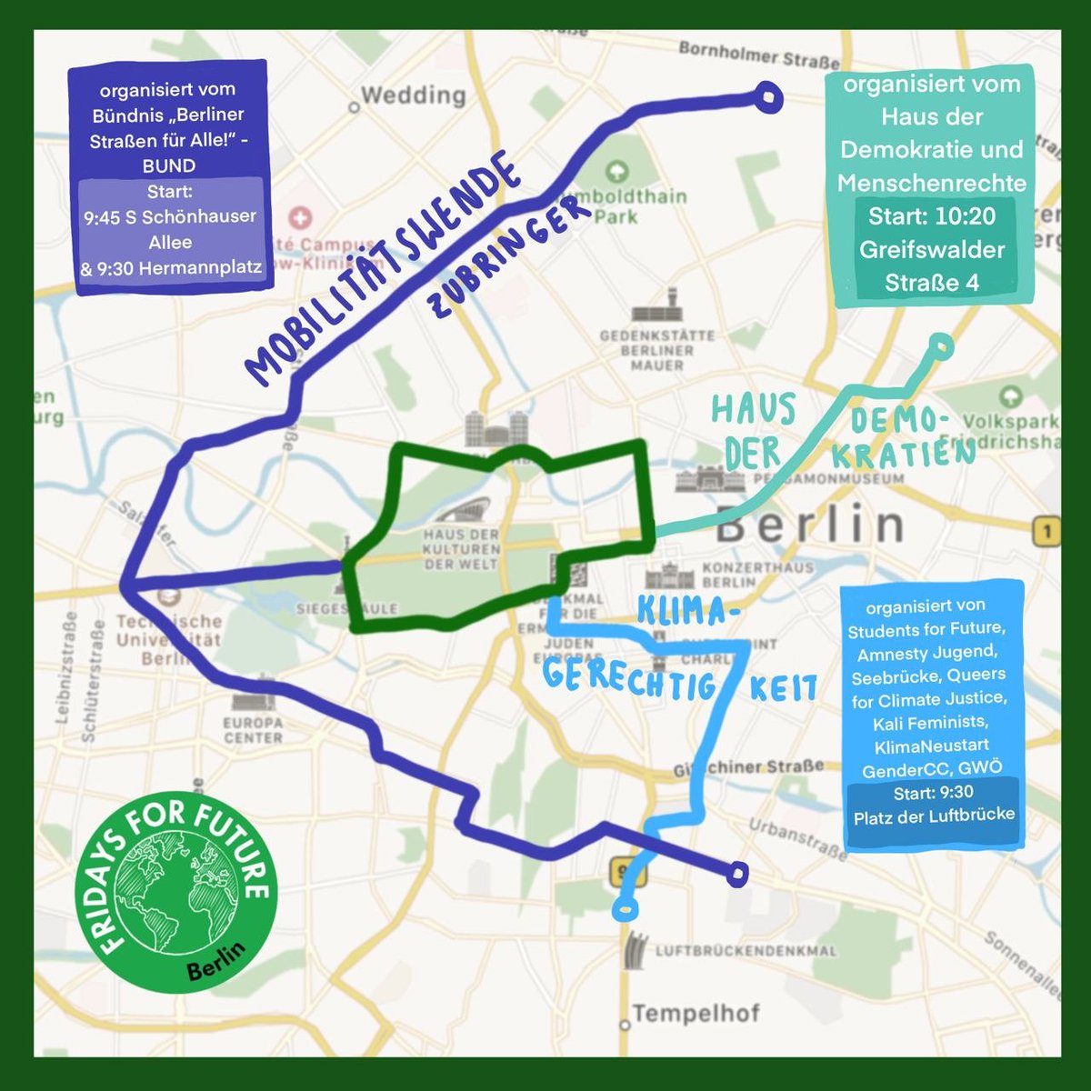 fff_htwberlin's tweet photo. Morgen ist der globale Klimastreik und es sind wirklich viele Demonstrationen angemeldet.

Auf den beiden Karten bekommt ihr einen kleinen Überblick... Sucht euch einfach eine passende Demonstration aus! 😊

#KeinGradWeiter https://t.co/Vysd1vNNzL