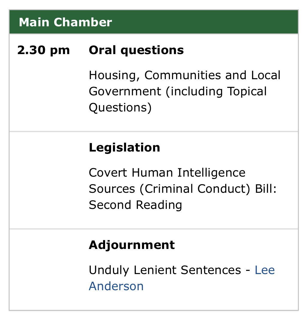 And another: Commons second reading is Monday 5 October