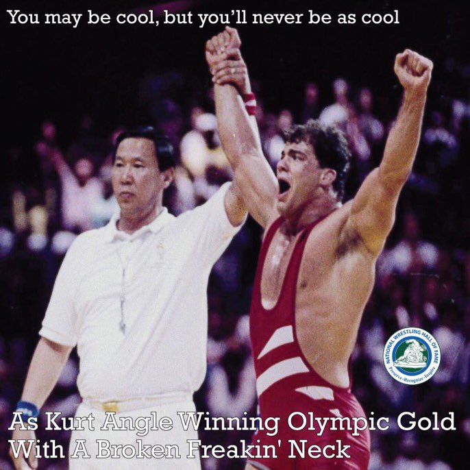 RealKurtAngle's tweet photo. I really wasn’t that cool. But THIS was pretty cool. Lol. #itstrue #brokenfreakinneck https://t.co/pij9QPDzZA