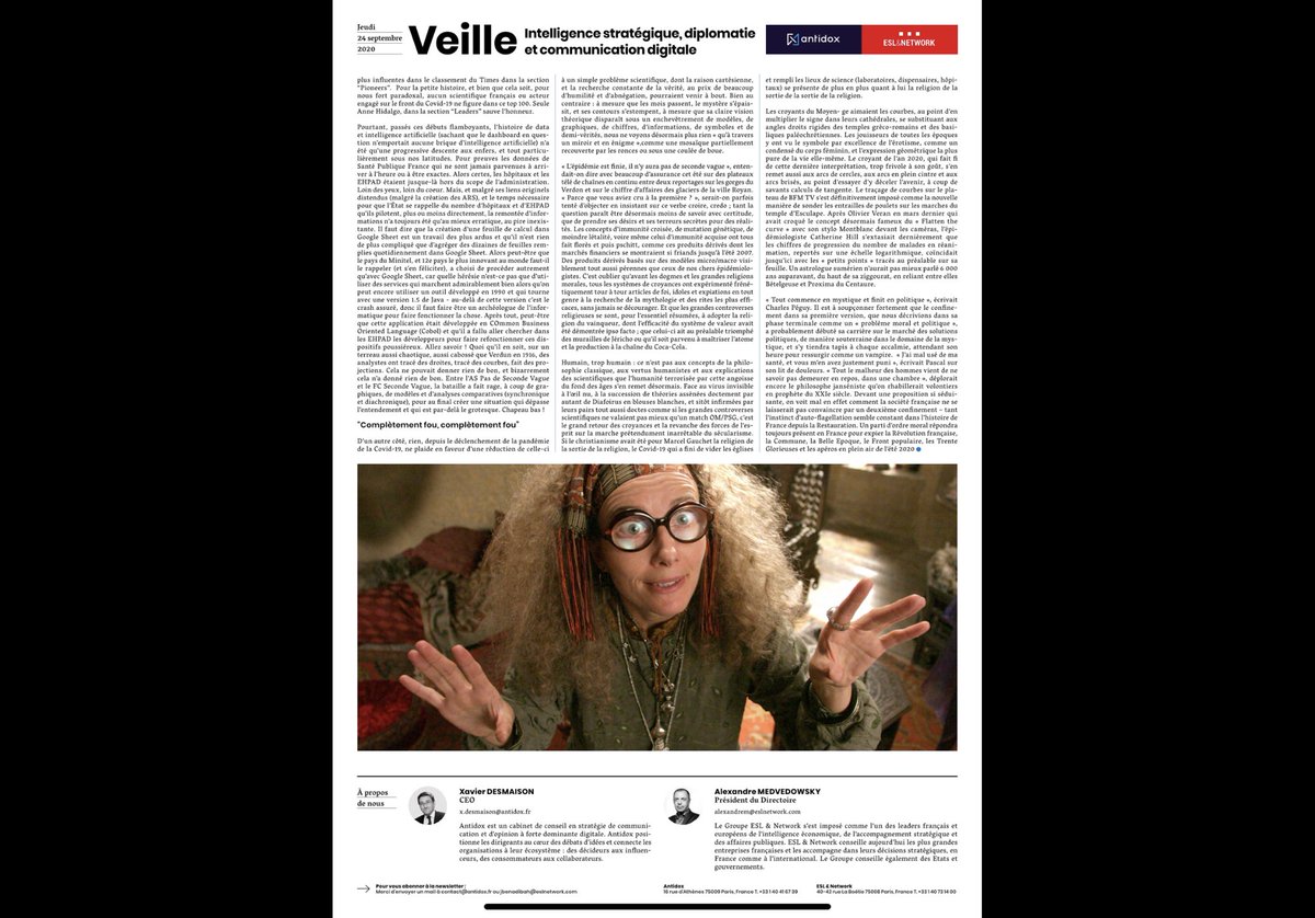 AlexMedvedowsky's tweet photo. Lettre @Antidox et #ESLNetwork en date du jeudi 24 septembre Éditorial @AlexMedvedowsky sur #Amish #Progrès et #democratie @PierreJacquemot sur la dette africaine @GFarde sur @GDarmanin et #securite @DamienLiccia et @jbdlh_ sur les #modèles et crise sanitaire @XavierDesmaison https://t.co/xfF7e9pCAU