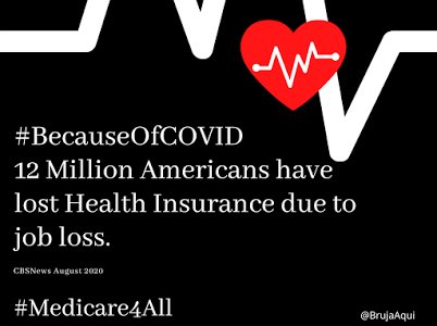 We have health insurance. High deductible, medical debt just like so many others. Now #BecauseOfCovid 12 million of US have lost their insurance. It’s long past time for #M4A Healthcare is a human right and it shouldn’t be attached to employment or anything else. How are you?