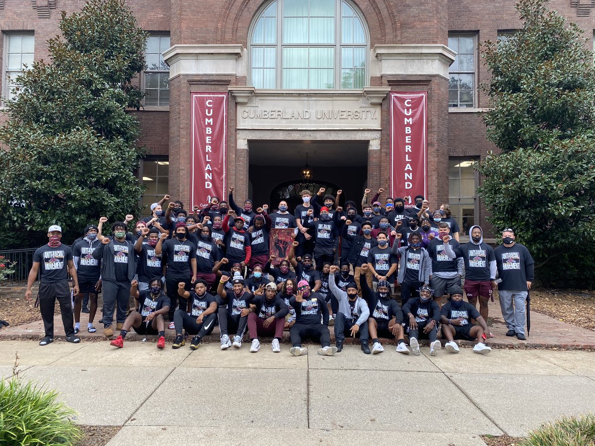 Had a great time marching with my fellow teammates and classmates today!! 🤍🖤 #CURISETOGETHER ✊🏽  #CumberlandUniversity #GATA #CUpride 🦅