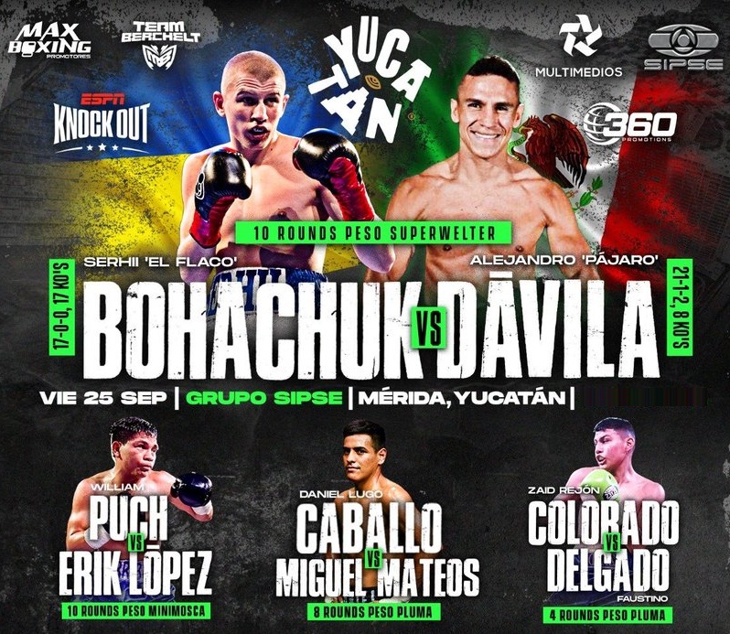 Y mañana por la noche, ¡más jarana!
Nos vamos a Mérida (Yucatán 🇲🇽) para
🥊 @SBohachuk vs @pajarodavila
🥊 William Puch vs Érik 'Habanerito' López
🥊 Y más!
¡No se lo pierdan, son guerras!
📺 ESPN
23:59🇦🇷🇺🇾🇨🇱
22:59🇵🇾🇧🇴🇻🇪🇩🇴
21:59🇲🇽🇨🇴🇵🇪🇪🇨🇵🇦
20:59🇳🇮🇬🇹🇸🇻🇭🇳🇨🇷 https://t.co/UuF6oT6Wou