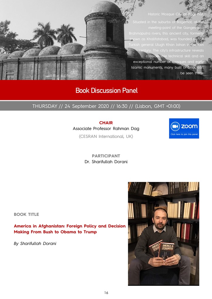 CESRANevent's tweet photo. The final session of the second day of #IEPAS2020 start at 16.30 (Lisbon, GMT+1)
Book Discussion Panel:
America in Afghanistan: Foreign Policy and Decision Making from Bush to Obama to Trump
Zoom link: https://t.co/6H480GJ0RR https://t.co/MCfIem1TqU