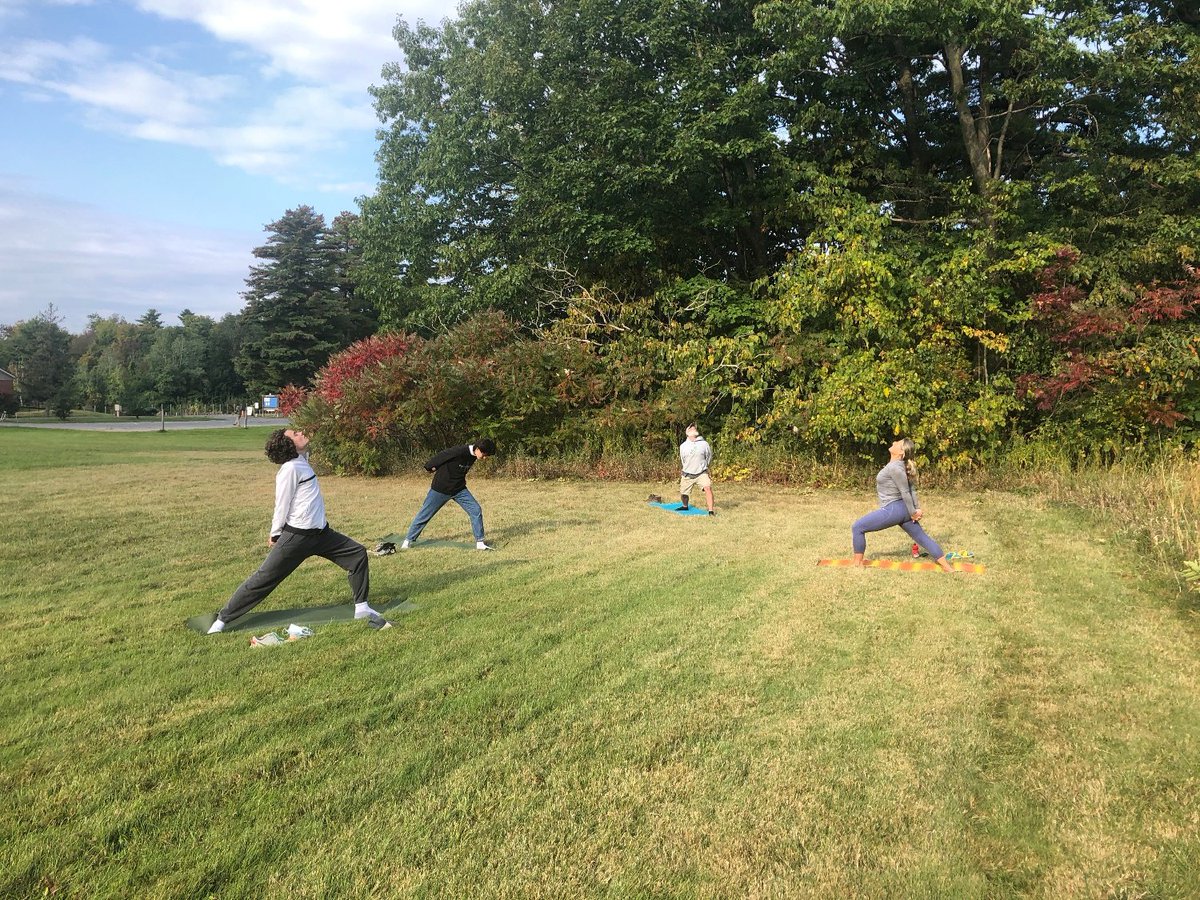 RockPointSchool's tweet image. Yoga class outside ... bringing new meaning to "sun salutations!"
#electiveclass #mindfulness #getoutside #boardingschool #vermont
