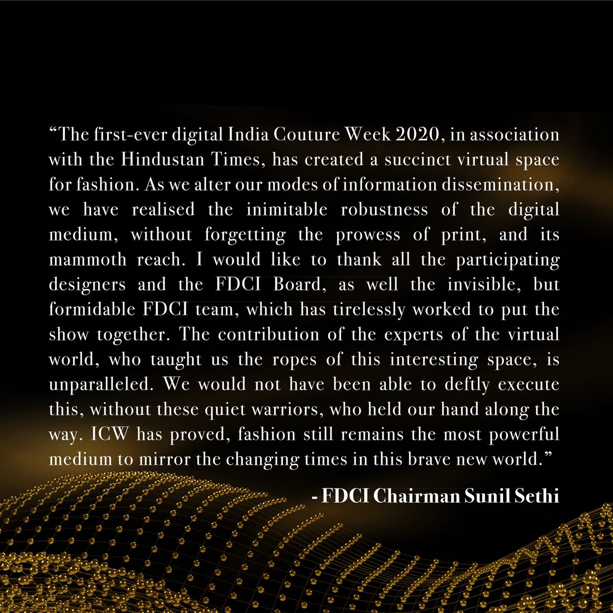 fdciofficial's tweet photo. #ICW2020 #DecodingCouture #FDCIGoesDigital
@htTweets https://t.co/4gLa1FVHGP