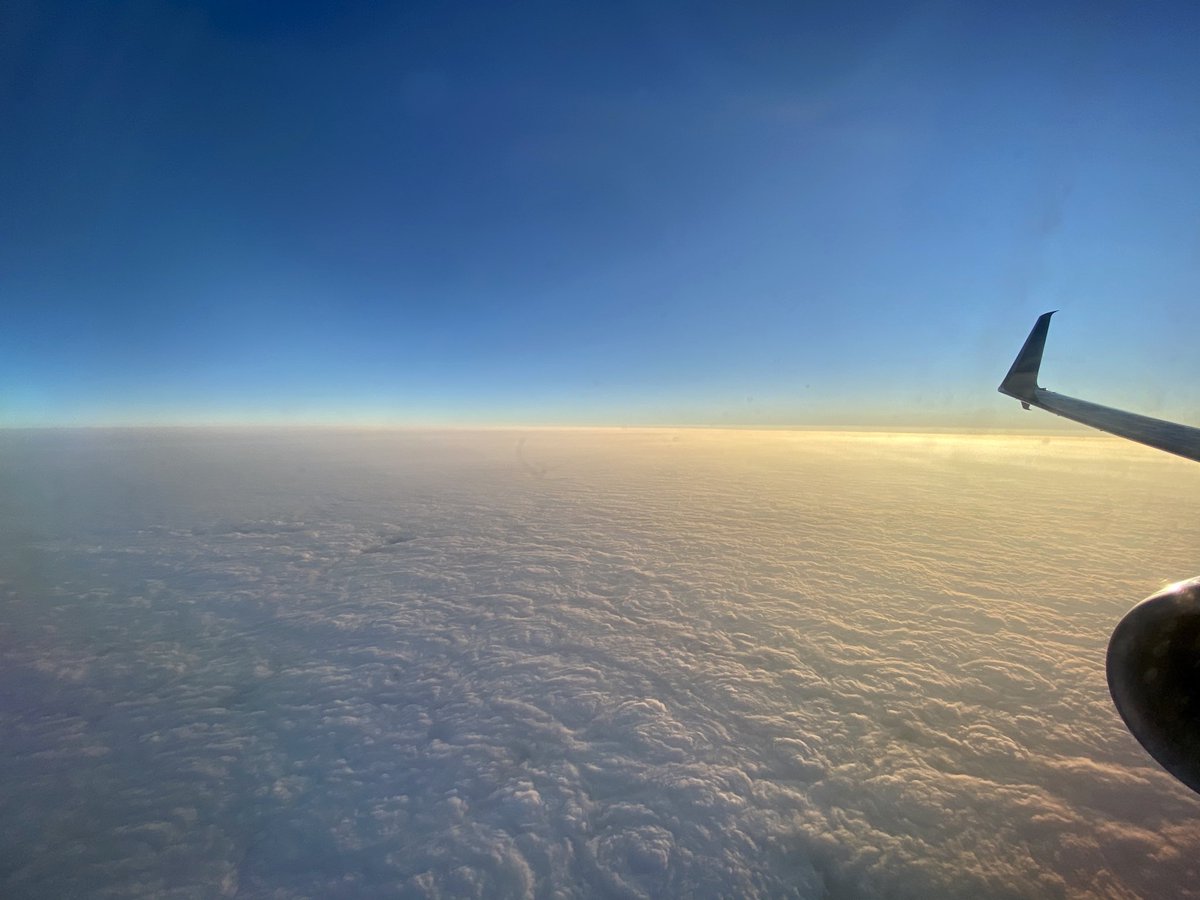 Cloud cover over IAH.  Clouds looks like twirls of white cotton candy.⁩ ⁦<a href="/weareunited/">We Are United</a>⁩