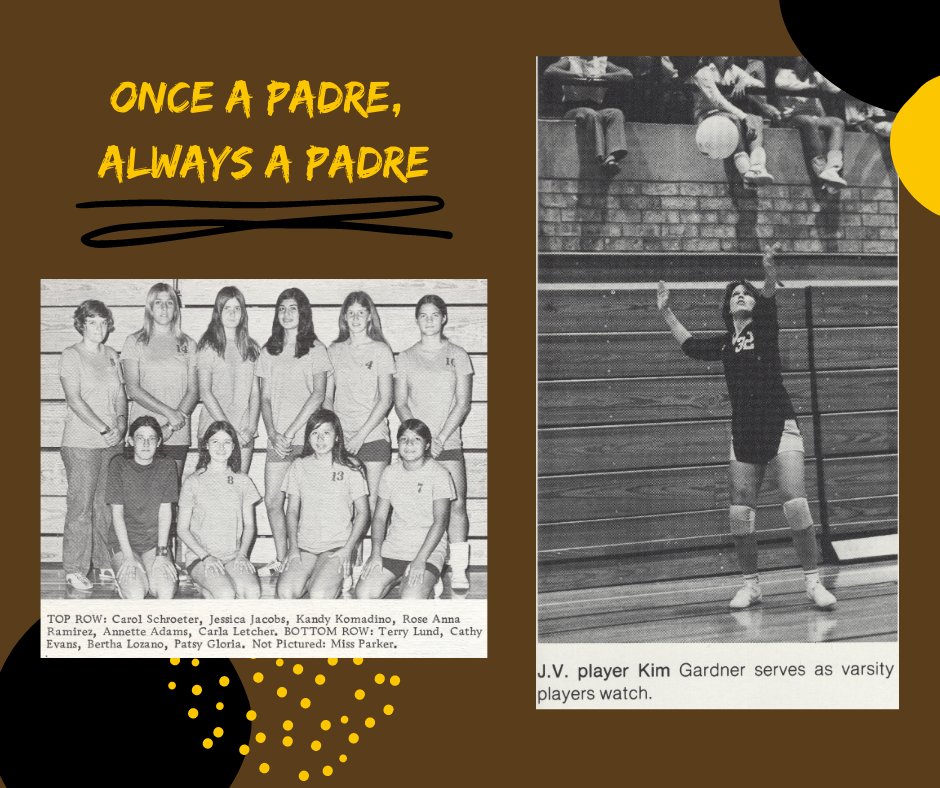 mdnpadres's tweet photo. Happy #Flashback50Friday 🎉 To honor the start of volleyball season, the first picture is of the 1973 team, the first team in school history. The second picture is from 1983 of JV player Kim Gardner, and the last picture is our 2020 Girls Volleyball team! Good luck this season!💛 https://t.co/8YY0gsRqEY