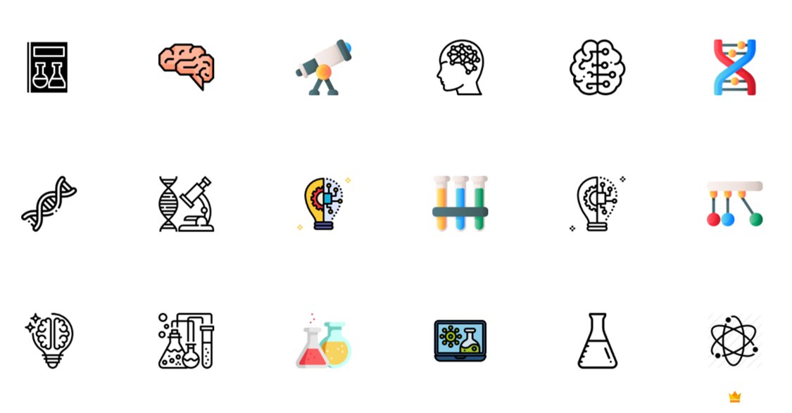  FLATICONPlataforma con muchos iconos molones de temática científica y de otros temas, muchos de ellos gratuitos. https://www.flaticon.es/ 