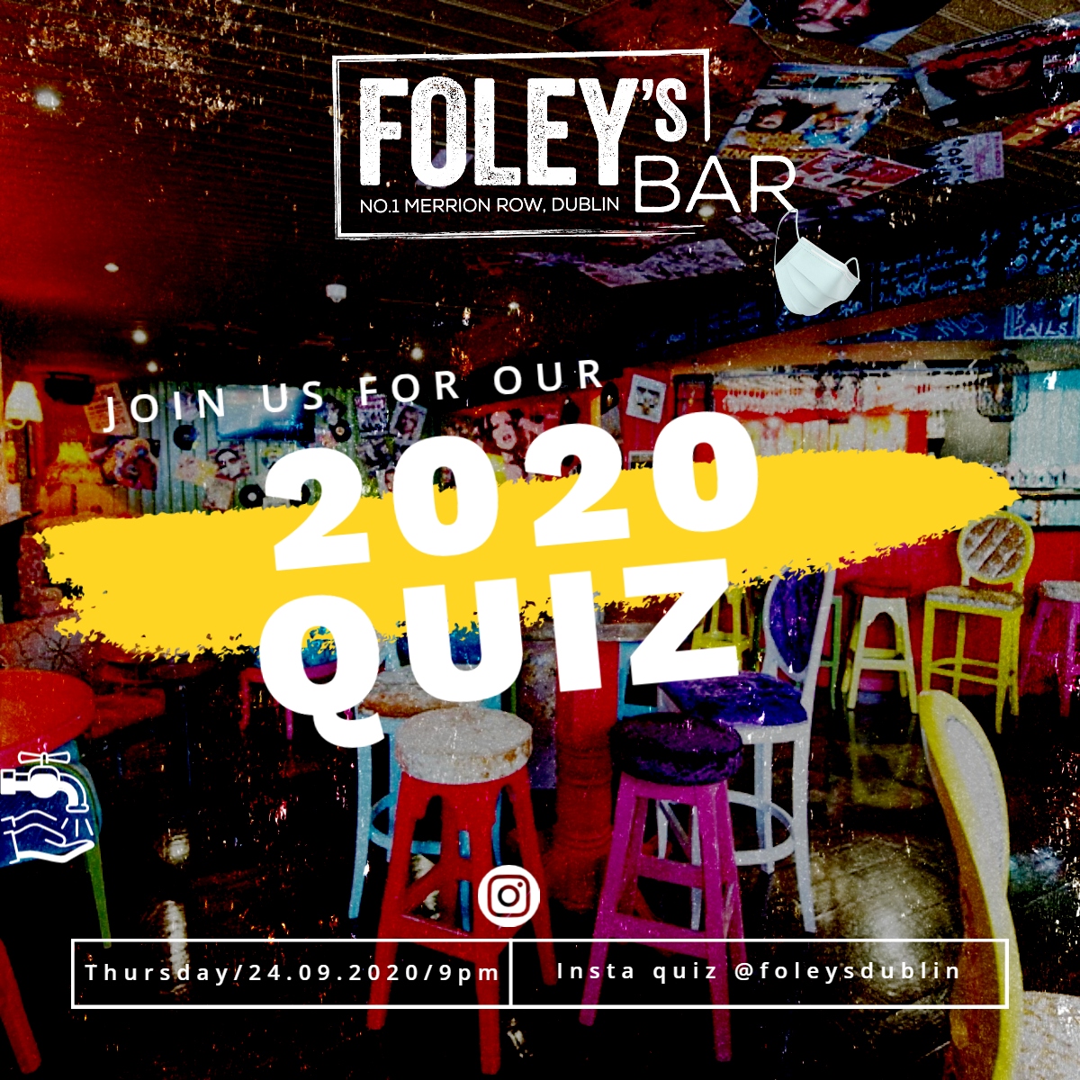 🏆✏️The Foley's 2020 Quiz ✏️🏆

Tonight / 9pm / Our Instagram story

Let recap on what's been happening so far this year! Just for fun!

Happy Thursday 🥳

#foleysbar #foleysdublin #gastrobar #dublin #dublin2 #quiznight #quiz #2020quiz #2020 #thursdayquiz #instagram #instaquiz
