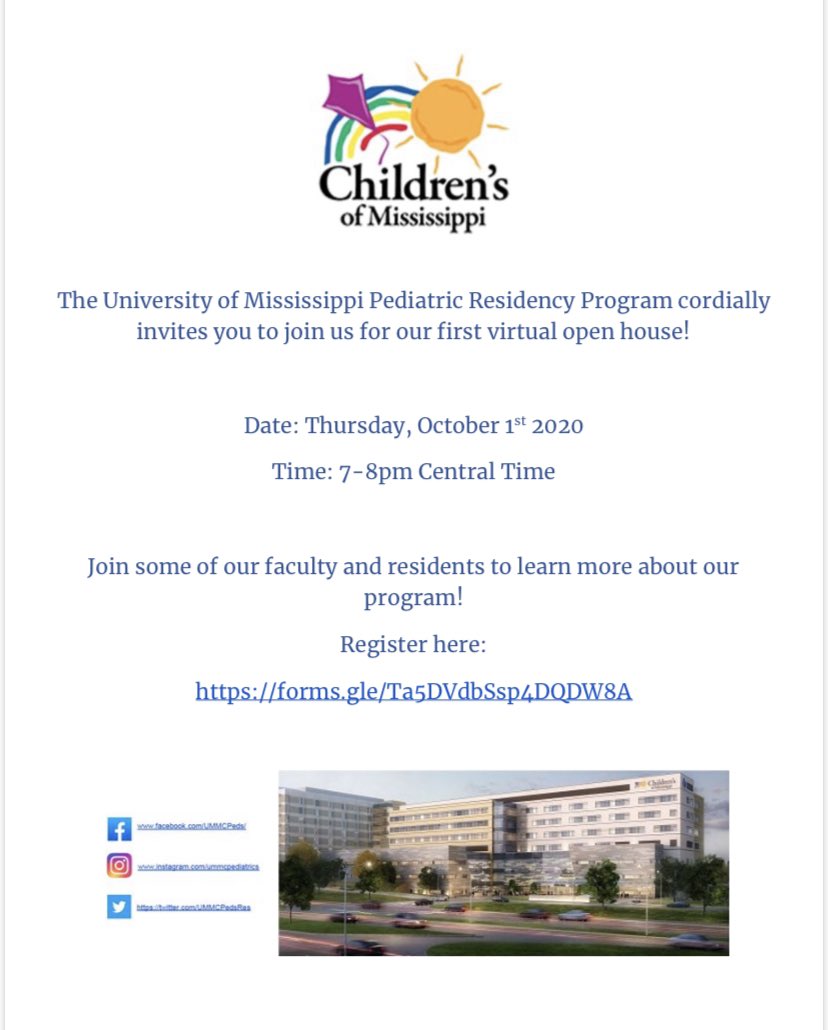 We are so excited to announce our first virtual open house! Join some of our faculty and residents to ask questions and learn more about our program! Link to register in our bio! Feel free to message us with any questions! #MedTwitter #ummcpediatrics #pedsres #PedsMatch21