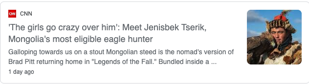 Yesterday,  @CNNTravel published this story on an attractive Kazakh Mongolian eagle hunter. It makes my blood boil, and I'll tell you why. (a thread)