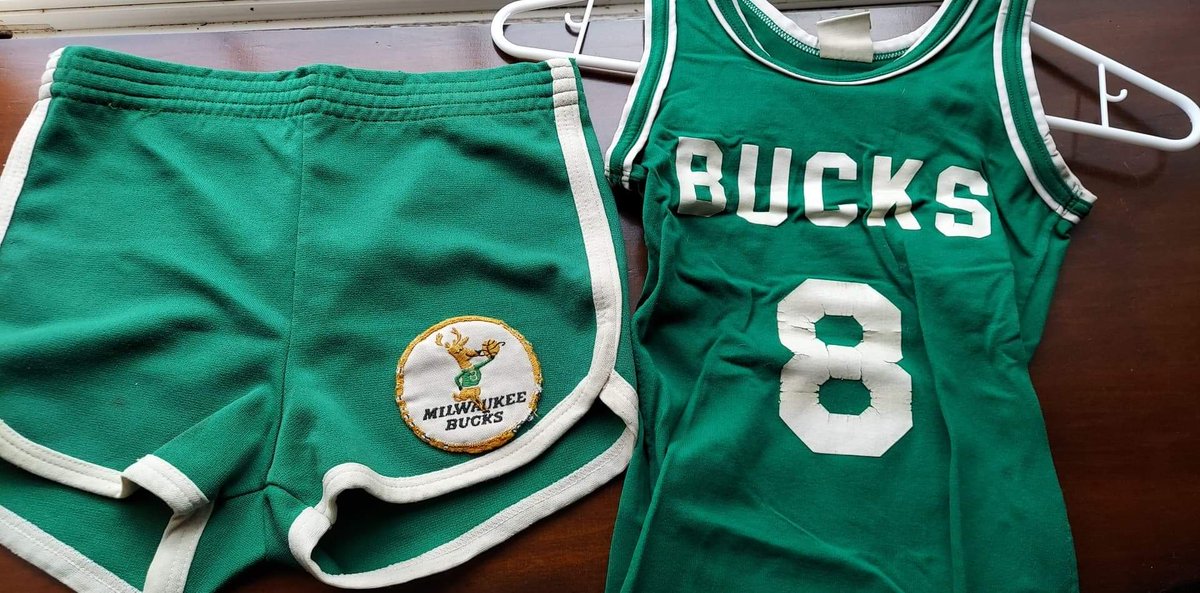 I found my 1979 Milwaukee Bucks Jersey my dad had made for me with my favorite player #8 #Marquesjohnson the original MJ. I wore this everyday for like 2 year's. Love the old school Bucks patch.