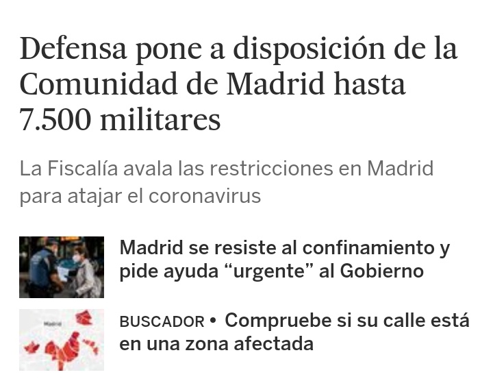 A ver si se enteran. Los barrios obreros de #Madrid no necesitamos 7.500 militares para controlar la #COVID19. Necesitamos personal sanitario para nuestros centros de salud: 7.500 médic@s, enfermer@s y personal administrativo.
