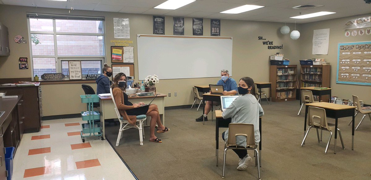 Our 4th grade team planning for hybrid learning!  We cannot wait to see our students! <a href="/theSMSD/">SM School District</a>
