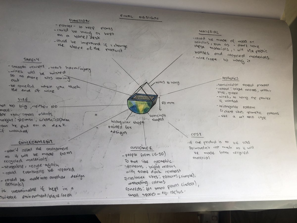 TBSdt's tweet photo. 1 of 2 - Great work from Yr 10 in their designs for their recycled Planter Project, complete with analysis.  Looking forward to seeing the finished products. @TBSKS3 @TbsKathmandu https://t.co/Y86asLzhql