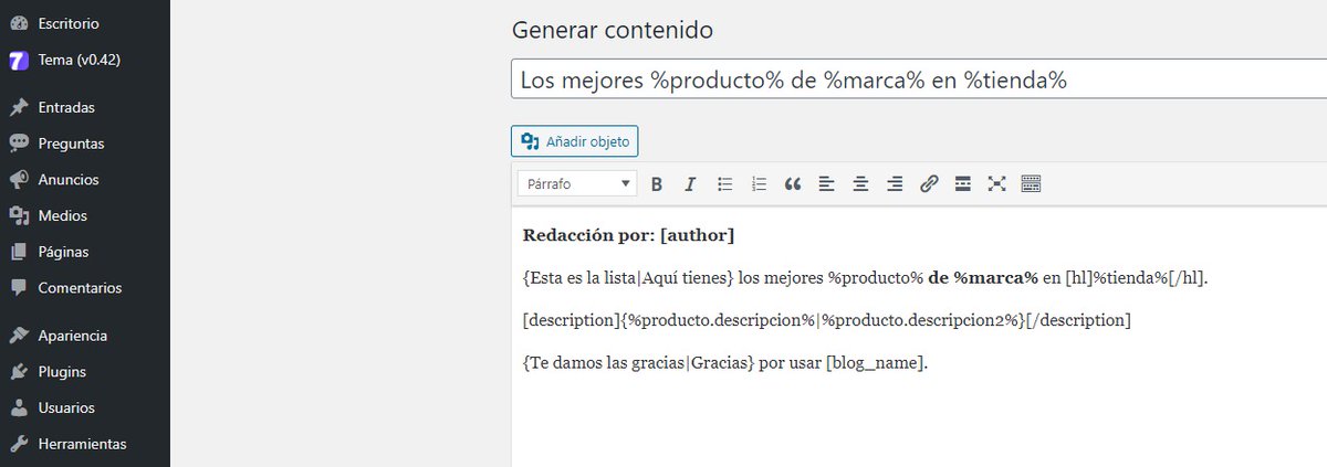 SeoXauen's tweet photo. 💥Vamos con otro adelanto, generador de páginas auto, grupos de keywords, para combinarlas entre ellas y montar el contenido en formato spintax, además puedes meter los shortcodes de Amazon y listo, tantas páginas como keywords, todo integrado y #sinplugins #wordpress🤗 https://t.co/9RDLUFnnzx