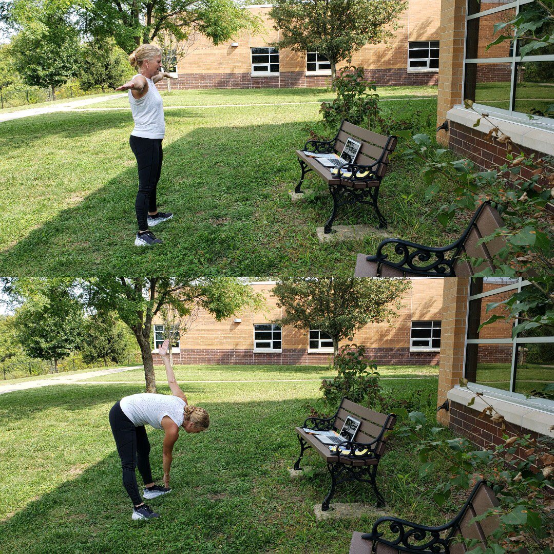Mrs. T is making the most of this beautiful day by teaching PE outside. We can teach anywhere!  <a href="/theSMSD/">SM School District</a> <a href="/Webex/">Webex</a>