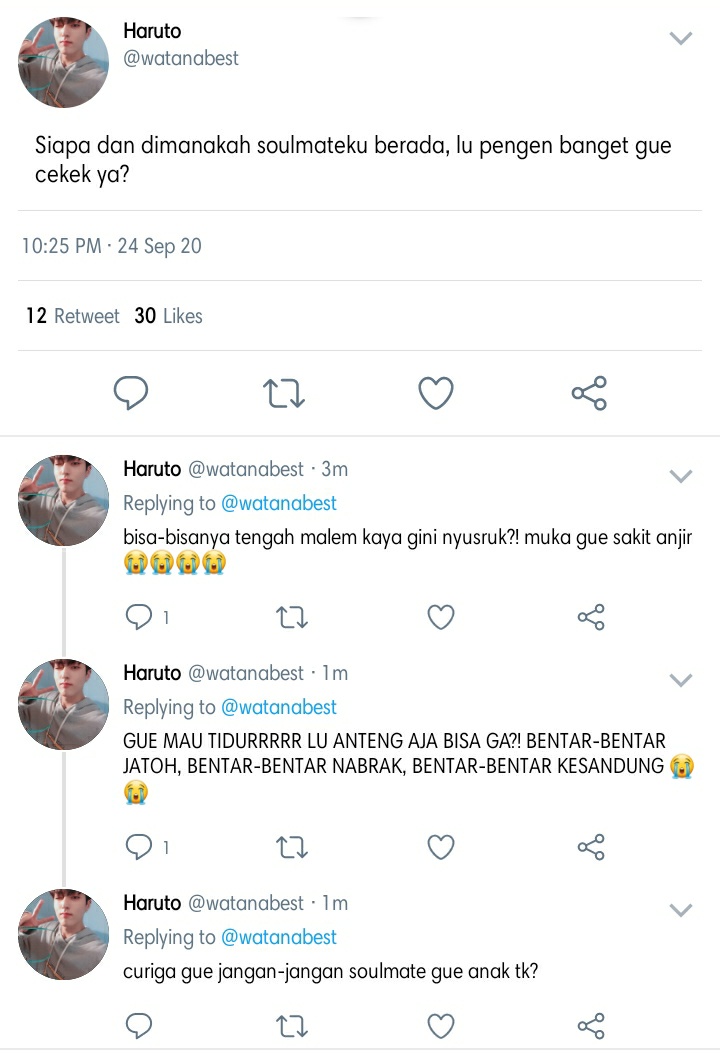 galaxzym_'s tweet photo. Harukyu soulmate au!

Ketika sepasang Soulmate bisa ikut merasakan rasa sakit yang soulmate-nya rasakan. Dan Haruto merasa menjadi orang paling tidak beruntung di dunia karena mendapatkan soulmate yang sangat ceroboh. https://t.co/UVAdbDRTmR