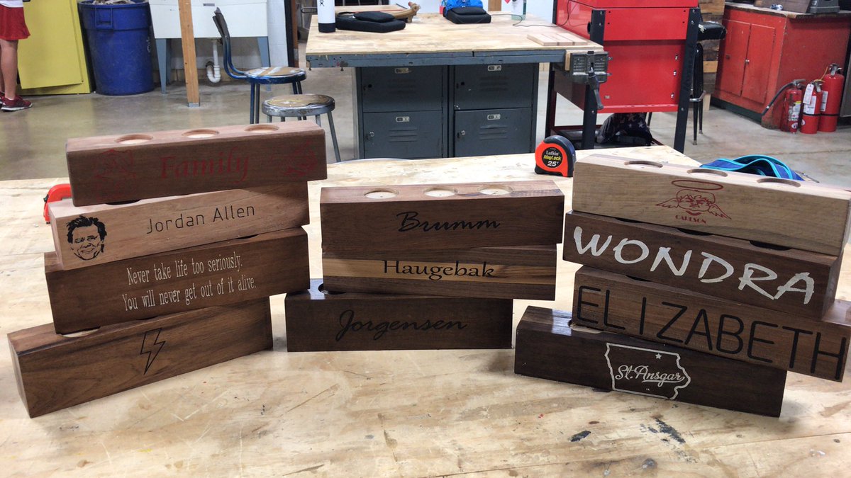 STAIndTech's tweet photo. 8th Graders made personalized candle holders. https://t.co/2BMqJ7gZME