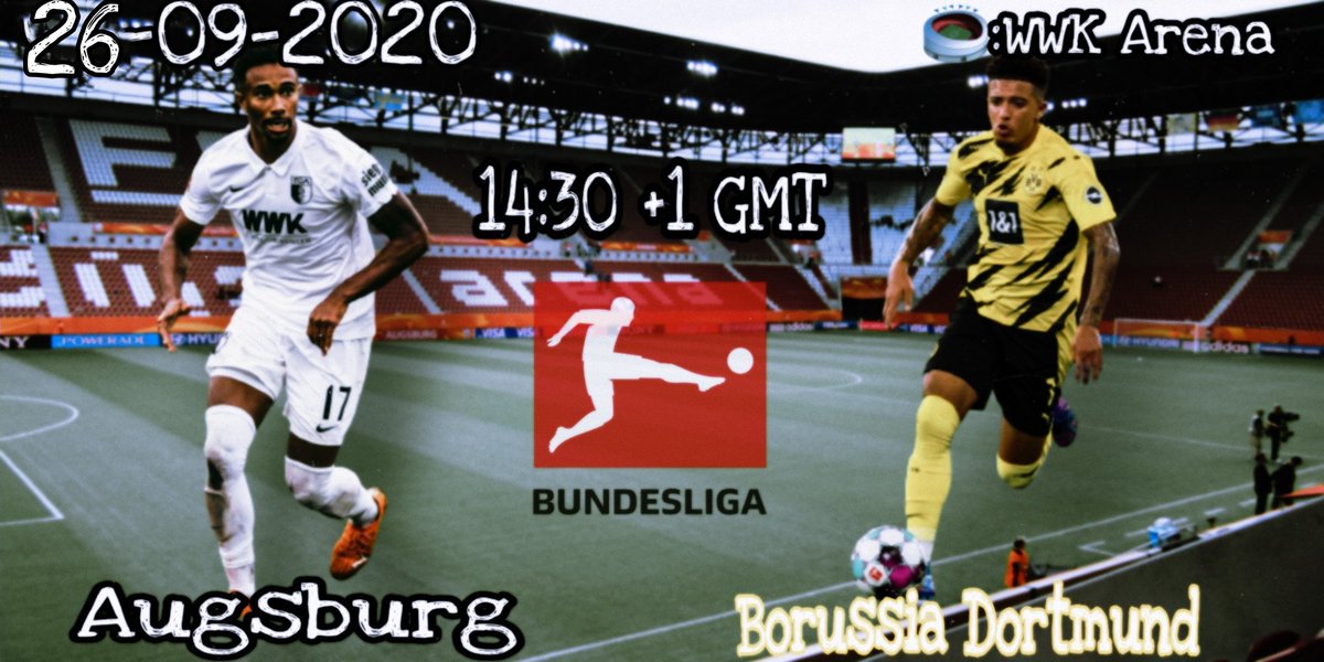 BVBMOROCCO15's tweet photo. DIE MAROKKANER BORUSSEN 🇲🇦🇩🇪 (@BVBMOROCCO15) a tweeté : 
🆚️:@FCAugsburg
🏆: @Bundesliga_DE
📅: 26-09-2020 
🕒: 14:30 GMT +1 🇲🇦 
🏟: WWK Arena 

#BVBMorocco #BVB #BVB09 
#HejaBVB #EchteLiebe #NurDerBVB #SchwarzGelb #YNWA #YoullNeverWalkAlone #Borussia #Dortmund https://t.co/QxBja1Jmkb
