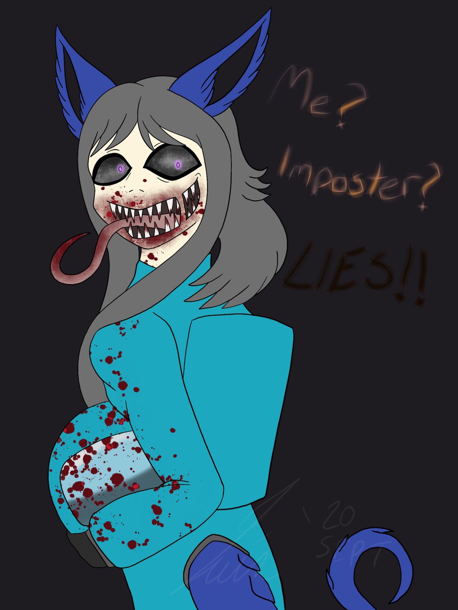 Quinchimera1's tweet photo. So Among Us is a game that is pretty neat. Haven't played it yet, cuz you need friends to do that haha. Anyways, while I continue practicing spooky expressions, have Cyan.

#AmongUs #AmongUsSona #AmongUsImposter https://t.co/2uIFNczZn3