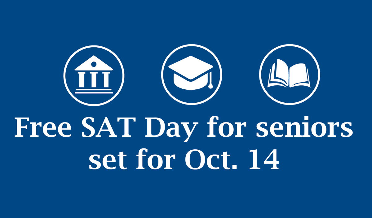 NISD's tweet photo. Seniors, tomorrow (Sept. 25) is the deadline to let us know if you will participate in the free, school day SAT on Oct. 14. Please complete the online form to let us know whether you will or will not be participating- https://t.co/Qcpf2MDJrA https://t.co/9ToYkyWg5n