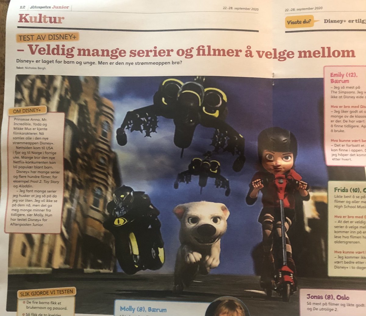 Hei @AftenpostenJR. Dette var vel flott reklame for Disney+, men er det egentlig greit med slike ‘forbrukertester’ for barn i avisen?