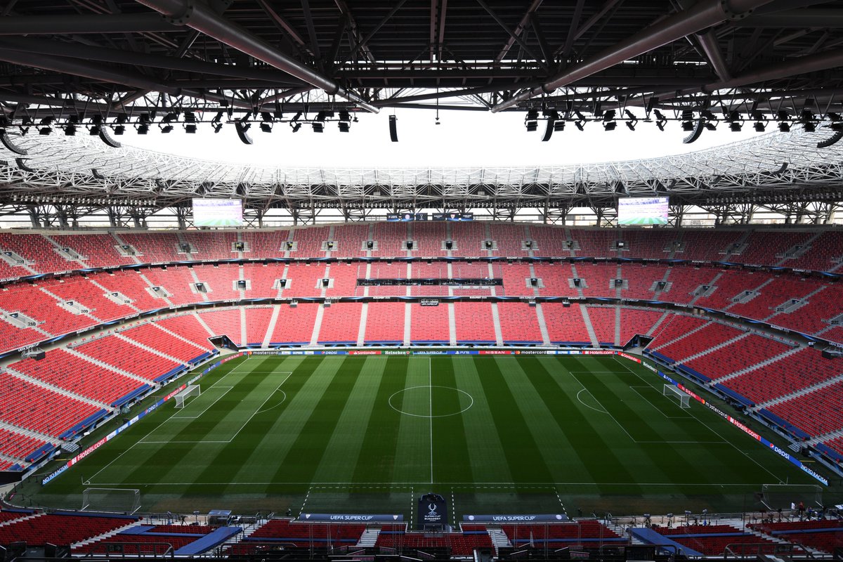 ChampionsLeague's tweet photo. 🏟️ The stage is set! 😍
🇭🇺 Puskás Aréna, Budapest 

#SuperCup https://t.co/r9o4cMCyOc
