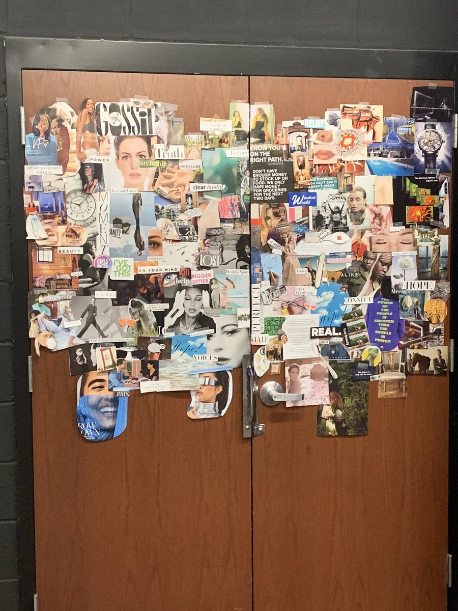 missmtheatre's tweet photo. My 4th period is working on a piece of devised theatre around the theme of “mirrors.” Here’s their vision board! #hawktheatre #neverdonethisbefore https://t.co/5FR4jRCQQs