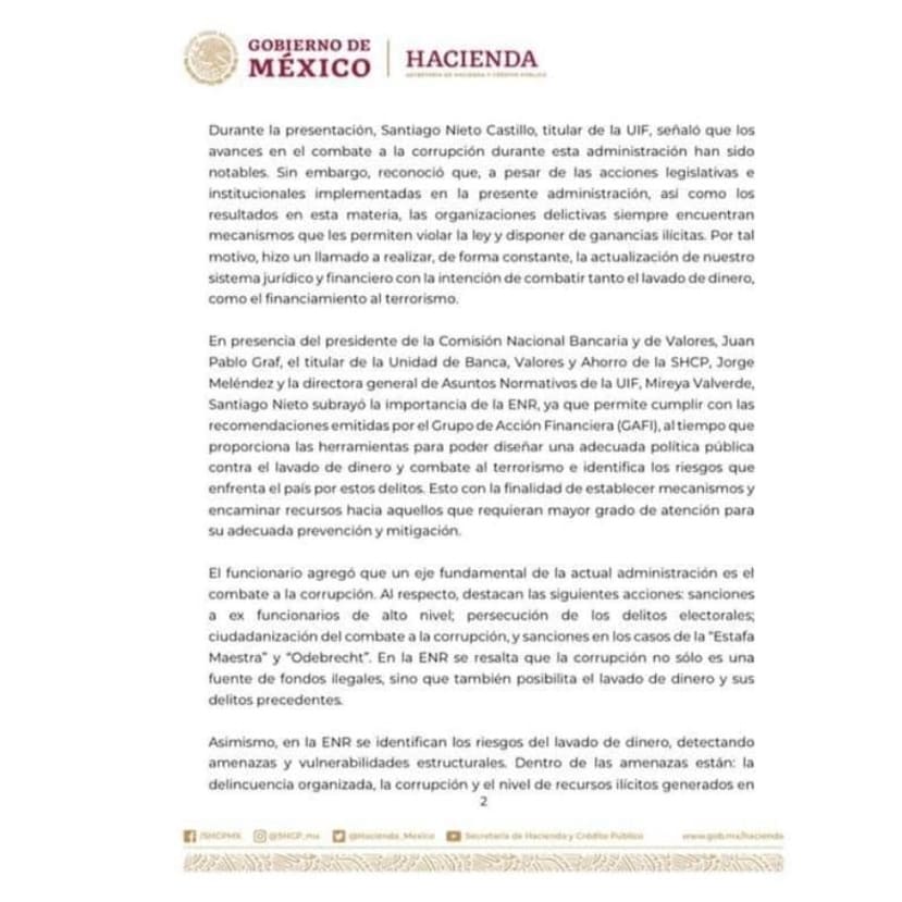 jpa_mexico's tweet photo. ENR Evaluación Nacional de Riesgo presentada por la UIF Unidad de Inteligencia Financiera.
#QuedateEnCasa #JPAMexico #Contadorespublicos #ComunicadoSHCP #PLD https://t.co/TAnoSFhsCY