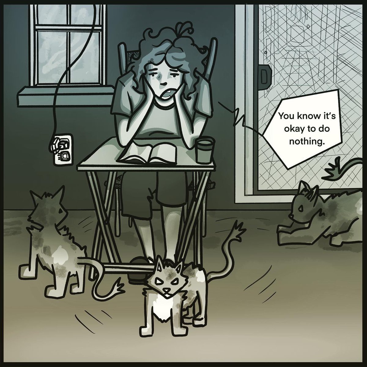 krazysidecomics's tweet photo. Boo is back tho he has no words of wisdom this time. Also need to work on my cats, if he’s going to start showing up more. 🤪
.
.
.
#krazysidhe #krazysidhecomics #comic #webtoon #procreate #procreatecartoon #procreatecomic #artlife #artfun #queerartist #storytelling #storyart https://t.co/37A9lkdGXU