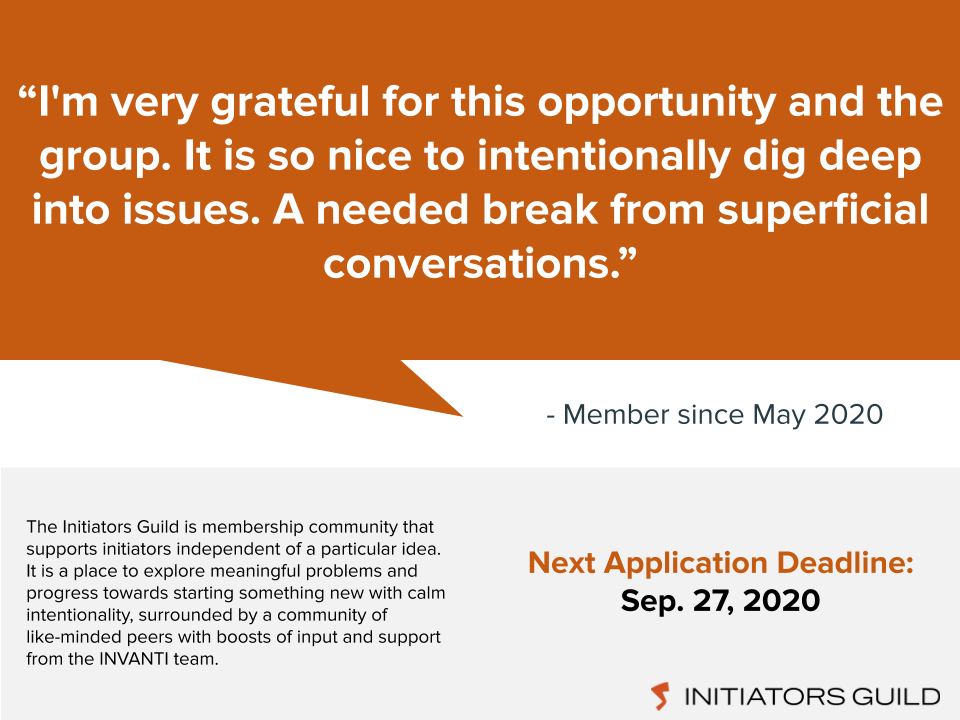 invantiventures's tweet photo. Applications for the Initiators Guild are open through Sunday, September 27th | https://t.co/DsmpeW5BFy https://t.co/XtFIU13gX4