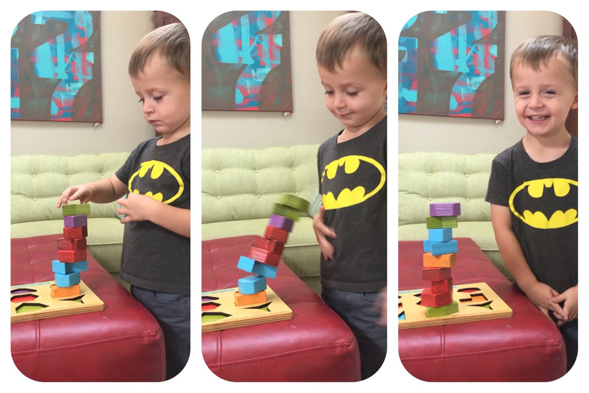 Milo had many unsuccessful attempts at stacking all the pieces, so he tried using different “foundation” pieces and adjusted the order until it worked! ⁦<a href="/Trianglemancsd/">Christopher Danielson</a>⁩