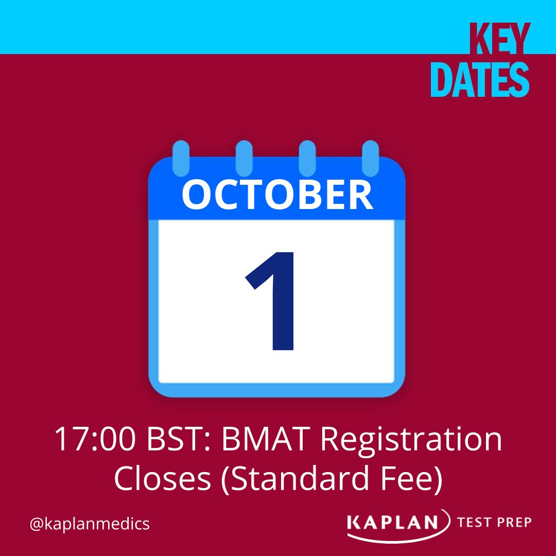 KaplanMedics's tweet photo. Just one week left to make sure you’ve registered to sit the BMAT at standard fee - Make sure you’re signed up! get in touch with your test centre - your school or college for most candidates - to do so!⁠

#medicalschool #workexperience #ucas #ucat #bmat #dentistry #medicine https://t.co/SG6r5HS47B